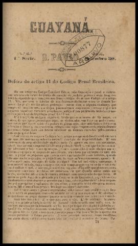O Guayaná [jornal], n. 6. São Paulo-SP, 30 set. 1856.