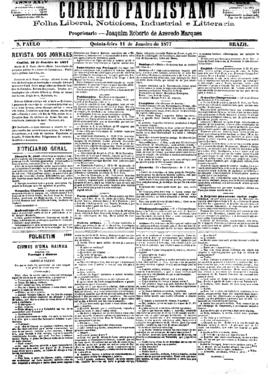 Correio paulistano [jornal], [s/n]. São Paulo-SP, 11 jan. 1877.