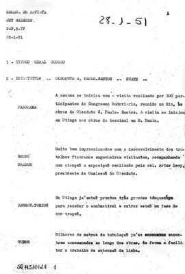 TV Tupi [emissora]. Semana em Revista [programa]. Roteiro [televisivo], 28 jan. 1951.