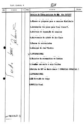 TV Tupi [emissora]. Ultra Notícias [programa]. Roteiro [televisivo], 24 jun. 1967.