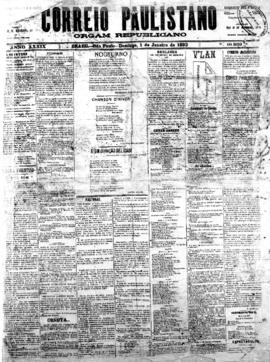 Correio paulistano [jornal], [s/n]. São Paulo-SP, 01 jan. 1893.