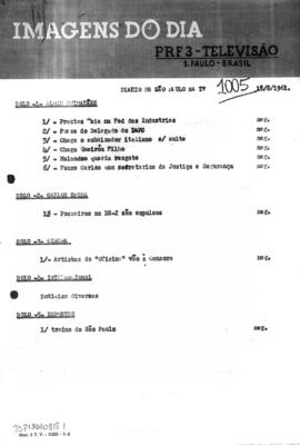 TV Tupi [emissora]. Diário de São Paulo na T.V. [programa]. Roteiro [televisivo], 18 ago. 1961.