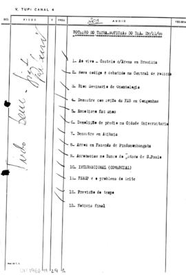 TV Tupi [emissora]. Ultra Notícias [programa]. Roteiro [televisivo], 29 nov. 1966.