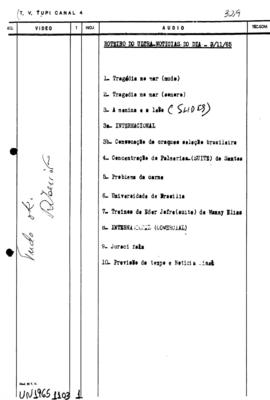 TV Tupi [emissora]. Ultra Notícias [programa]. Roteiro [televisivo], 03 nov. 1965.