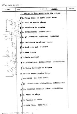 TV Tupi [emissora]. Ultra Notícias [programa]. Roteiro [televisivo], 11 abr. 1968.
