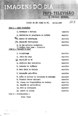 TV Tupi [emissora]. Diário de São Paulo na T.V. [programa]. Roteiro [televisivo], 10 dez. 1960.