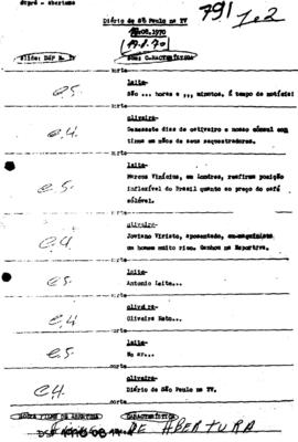 TV Tupi [emissora]. Diário de São Paulo na T.V. [programa]. Roteiro [televisivo], 17 ago. 1970.
