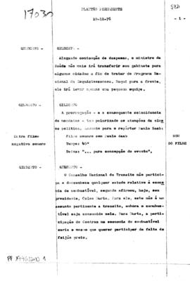 TV Tupi [emissora]. Plantão Permanente [programa]. Roteiro [televisivo], 10 dez. 1976.
