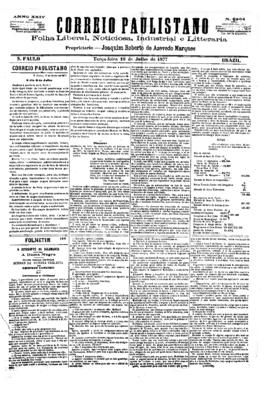 Correio paulistano [jornal], [s/n]. São Paulo-SP, 10 jul. 1877.