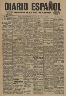 Voz de España, La. Diario Español [jornal], a. 13, n. 947. São Paulo-SP, 21 nov. 1911.