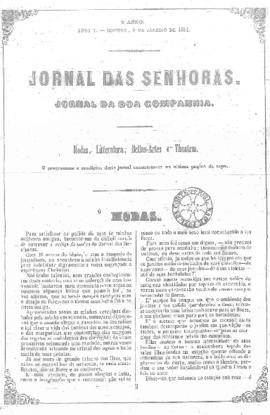 O Jornal das senhoras [jornal], a. 3, t. 5, [s/n]. Rio de Janeiro-RJ, 08 jan. 1854.