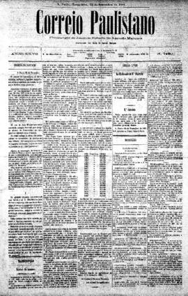 Correio paulistano [jornal], [s/n]. São Paulo-SP, 22 nov. 1881.