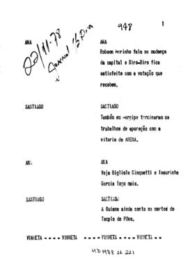 TV Tupi [emissora]. Meio Dia [programa]. Roteiro [televisivo], 22 nov. 1978.