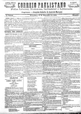 Correio paulistano [jornal], [s/n]. São Paulo-SP, 12 dez. 1876.