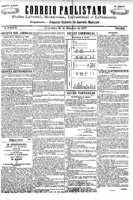 Correio paulistano [jornal], [s/n]. São Paulo-SP, 26 out. 1877.