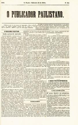 O Publicador paulistano [jornal], n. 148. São Paulo-SP, 30 jul. 1859.
