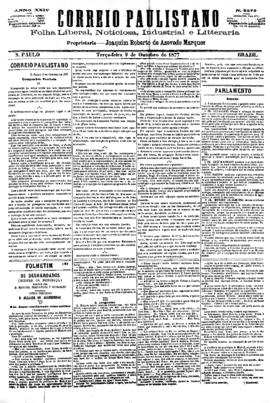 Correio paulistano [jornal], [s/n]. São Paulo-SP, 09 out. 1877.