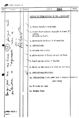 TV Tupi [emissora]. Ultra Notícias [programa]. Roteiro [televisivo], 22 mai. 1967.