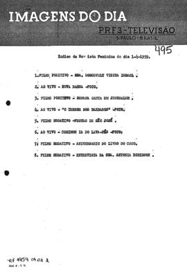 TV Tupi [emissora]. Revista Feminina [programa]. Roteiro [televisivo], 01 abr. 1959.