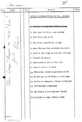 TV Tupi [emissora]. Ultra Notícias [programa]. Roteiro [televisivo], 14 dez. 1965.
