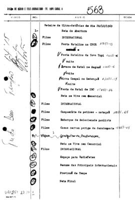 TV Tupi [emissora]. Ultra Notícias [programa]. Roteiro [televisivo], 20 dez. 1969.