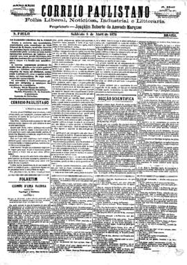 Correio paulistano [jornal], [s/n]. São Paulo-SP, 08 abr. 1876.