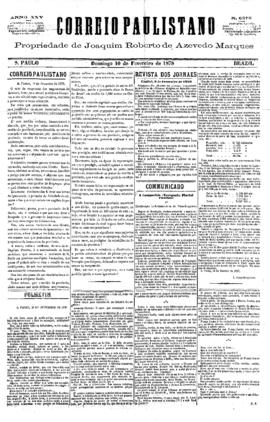 Correio paulistano [jornal], [s/n]. São Paulo-SP, 10 fev. 1878.