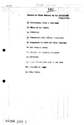 TV Tupi [emissora]. Ultra Notícias [programa]. Roteiro [televisivo], 31 dez. 1968.