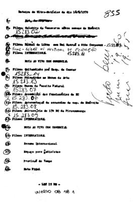 TV Tupi [emissora]. Ultra Notícias [programa]. Roteiro [televisivo], 18 ago. 1970.