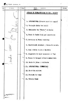 TV Tupi [emissora]. Ultra Notícias [programa]. Roteiro [televisivo], 24 abr. 1967.