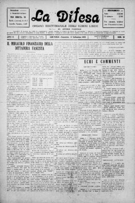La Difesa [jornal], a. 3, n. 99. São Paulo-SP, 12 set. 1926.