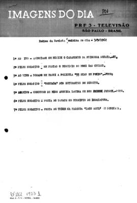 TV Tupi [emissora]. Revista Feminina [programa]. Roteiro [televisivo], 03 set. 1962.