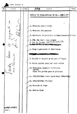 TV Tupi [emissora]. Ultra Notícias [programa]. Roteiro [televisivo], 23 mai. 1967.