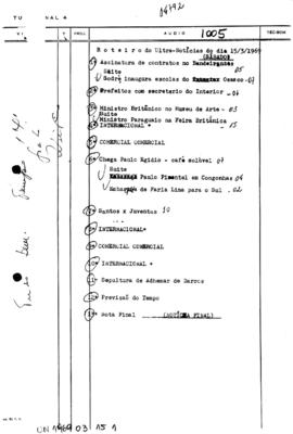 TV Tupi [emissora]. Ultra Notícias [programa]. Roteiro [televisivo], 15 mar. 1969.