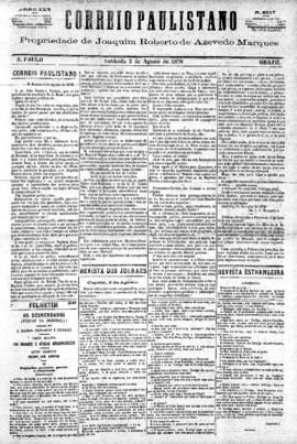 Correio paulistano [jornal], [s/n]. São Paulo-SP, 03 ago. 1878.