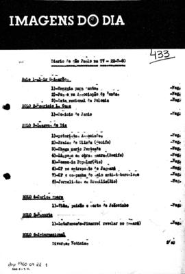 TV Tupi [emissora]. Diário de São Paulo na T.V. [programa]. Roteiro [televisivo], 22 jul. 1960.