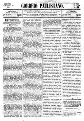 Correio paulistano [jornal], [s/n]. São Paulo-SP, 15 jul. 1856.