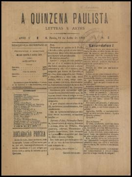 A Quinzena paulista [jornal], a. 1, n. 3. São Paulo-SP, 11 jul. 1889.