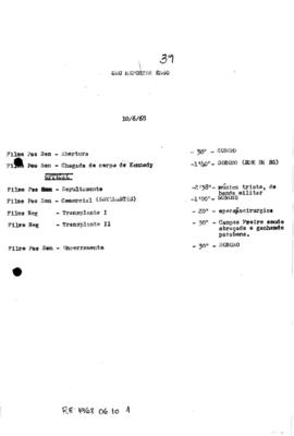 TV Tupi [emissora]. Repórter Esso [programa]. Roteiro [televisivo], 10 jun. 1968.