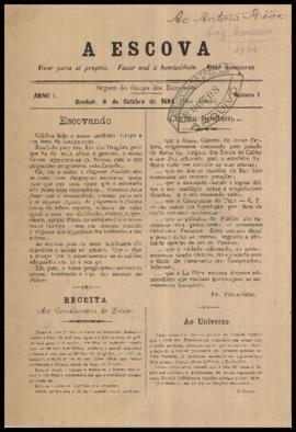 A Escova [jornal], a. 1, n. 1. São Paulo-SP, 06 out. [1894].