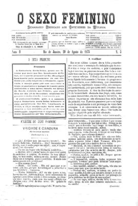 O Sexo feminino [jornal], a. 2, n. 5. Campanha-MG, 29 ago. 1875.