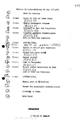 TV Tupi [emissora]. Ultra Notícias [programa]. Roteiro [televisivo], 03 jul. 1970.