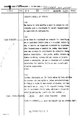 TV Tupi [emissora]. Agora [programa]. Roteiro [televisivo], 12 out. 1973.