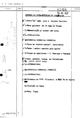 TV Tupi [emissora]. Ultra Notícias [programa]. Roteiro [televisivo], 03 abr. 1968.