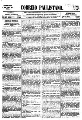 Correio paulistano [jornal], [s/n]. São Paulo-SP, 07 abr. 1856.