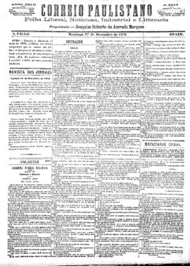 Correio paulistano [jornal], [s/n]. São Paulo-SP, 17 dez. 1876.