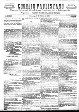 Correio paulistano [jornal], [s/n]. São Paulo-SP, 09 jul. 1876.