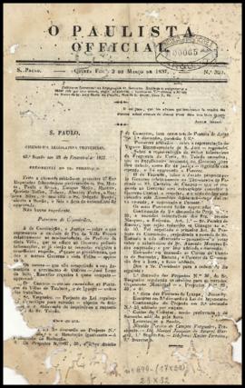 O Paulista official [jornal], n. 320. São Paulo-SP, 02 mar. 1837.