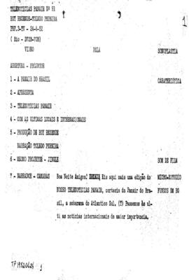 TV Tupi [emissora]. Telenotícias Panair [programa]. Roteiro [televisivo], 24 abr. 1952.