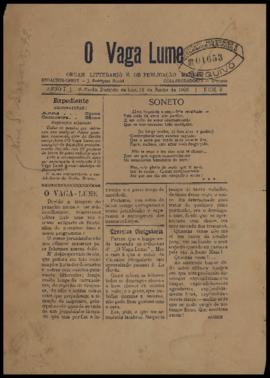 O Vaga lume [jornal], a. 1, n. 2. São Paulo-SP, 12 jun. 1908.